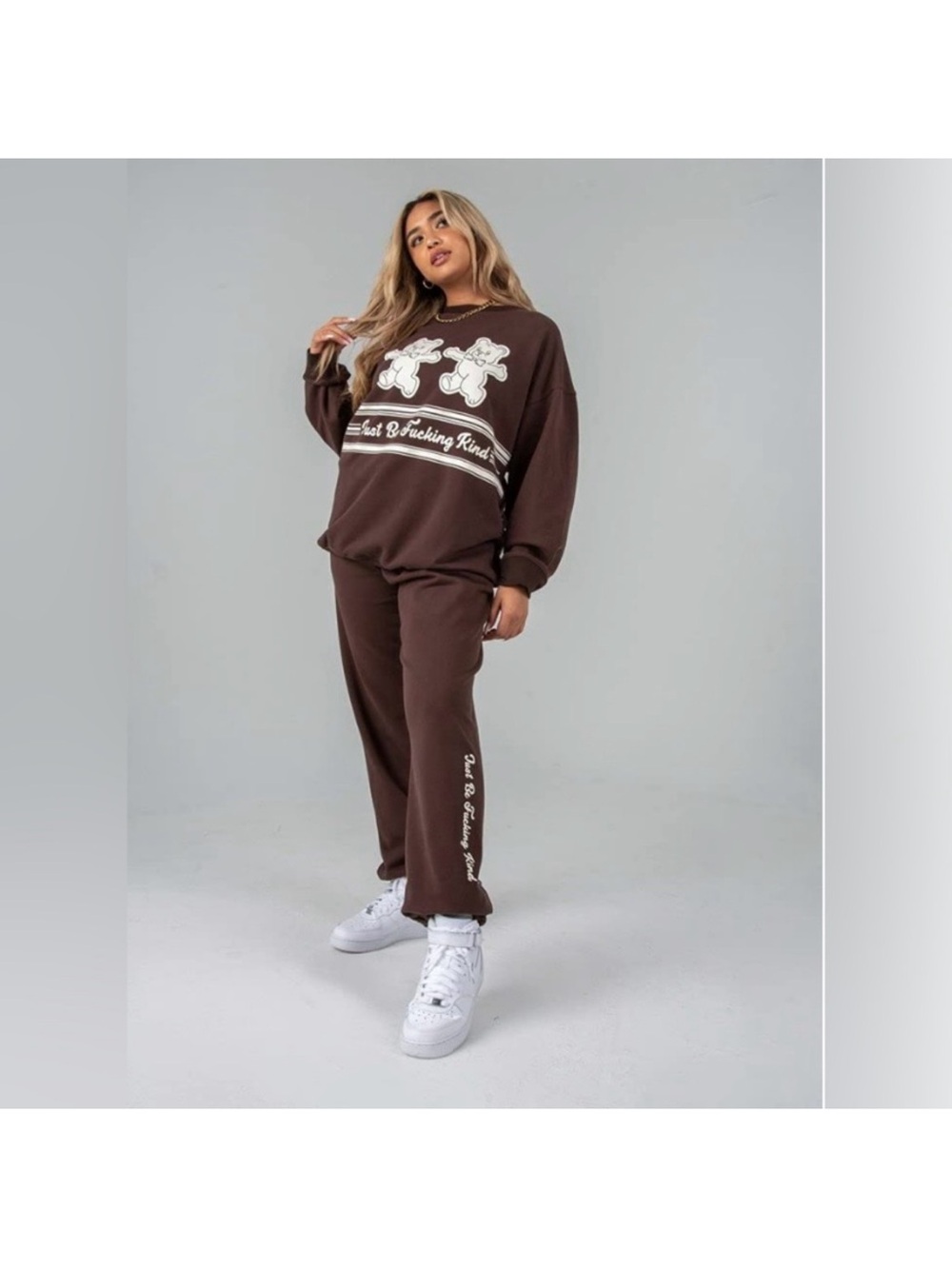 The Mayfair Group Just Be Kind Brown Sweat Set